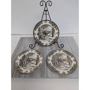 Vintage Johnson Brothers Friendly Village Set of 3 Dessert Plates 6"